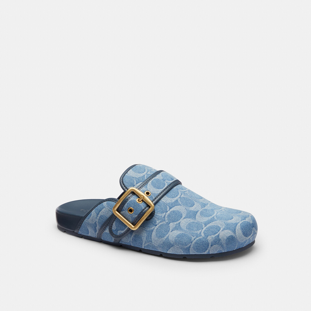 Coach Outlet Archival Buckle Clog In Regenerative Cotton Signature Denim